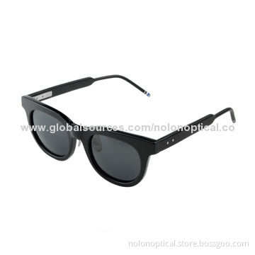High quality acetate sunglasses with yellow polarized lens in black